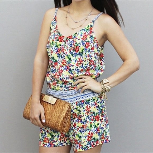 Cabi fiesta floral Cruise yacht romper size S Pockets colorful vacation casual - Picture 2 of 11